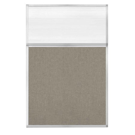 VERSARE Hush Panel Configurable Cubicle Partition 4' x 6' W/ Window Warm Pebble Fabric Clear Fluted Window 1812488-1